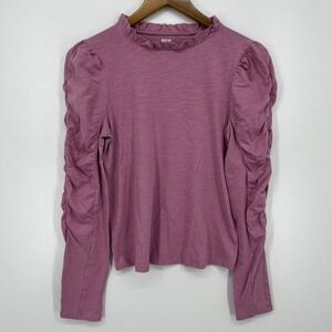 Maeve‎ Anthropologie Long Sleeve T-Shirt Women's XS Purple Ruffle Solid